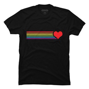 Design By Humans Pride Racing Stripe Heart By Belugastore T-Shirt - Black - Large - 1 of 2