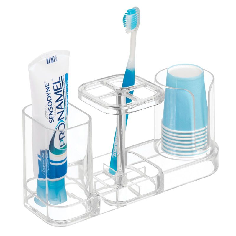 mDesign Plastic Bathroom Countertop Toothbrush Storage Organizer Stand, 1 of 10