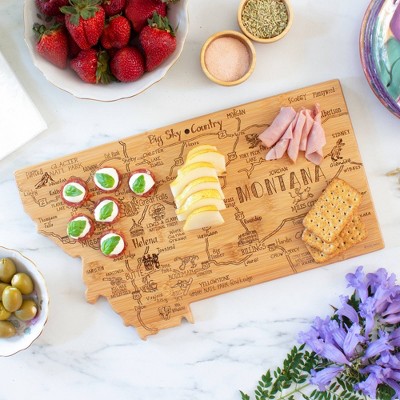 Montana State Shaped Bamboo Cutting Board with Engraved Design