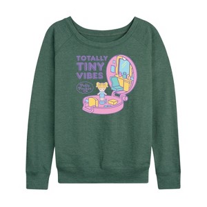 Women's - Polly Pocket - Totally Tiny Vibes Lightweight French Terry Wide Neck Long Sleeve Shirt - 1 of 4