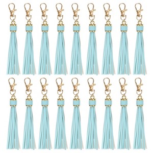 Unique Bargains PU Leather Keychain with Lobster Swivel Crafts Tassels 18 Pcs - 1 of 4