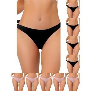 INSPIRE CHIC Women's Unlined Satin Invisible Bikini Comfortable No-Show Thongs 10 Packs - 1 of 4