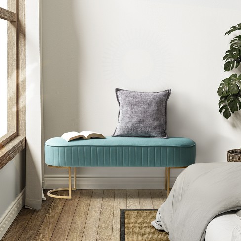 Nina Upholstered Bench for Bedroom ARTFUL LIVING DESIGN TEAL