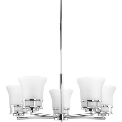 Progress Lighting Cascadia 5-Light Chandelier, Polished Chrome, Etched Glass Shades