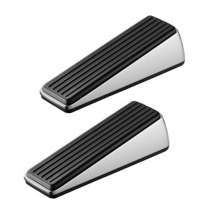 VEVOR Heavy Duty Door Stopper, 2 Pack, Door Stop Wedge for Bottom, Premium Zinc Alloy and Dual-Sided PVC Non-Slip Pads, Black - 1 of 4