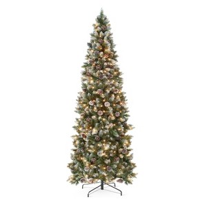 Pre-Lit Slim Xmas Tree with Warm White Lights, Pine Cones & Stand ¨C Perfect for Home, Party - 1 of 1