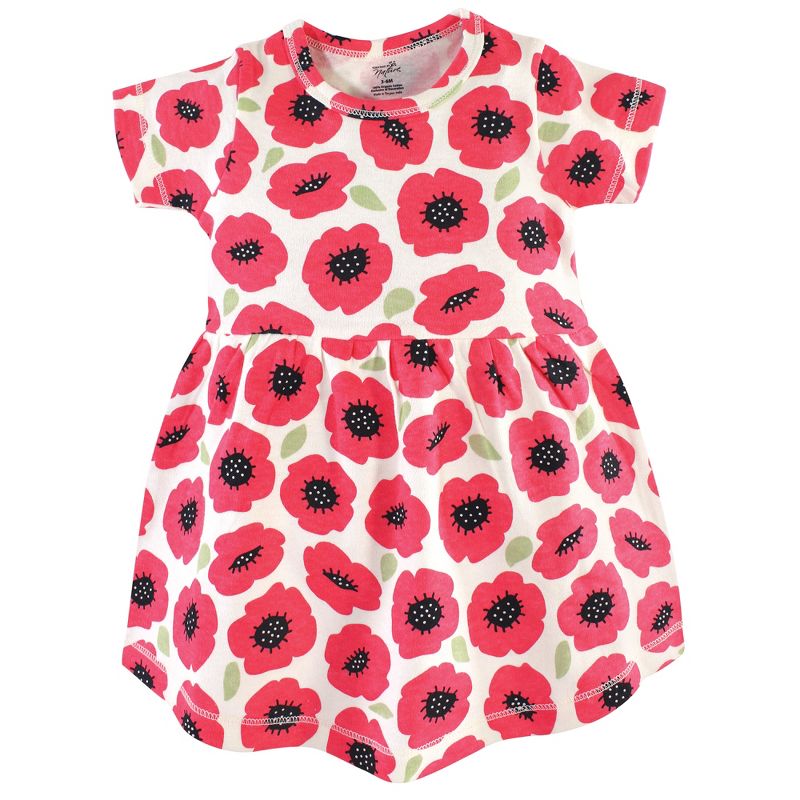 Touched by Nature Baby and Toddler Girl Organic Cotton Dress and Cardigan 2pc Set, Poppy, 5 of 6