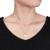 EVERLY JEWELRY | 10K Rose Gold 12 - 12.5 MM Cultured Freshwater Pearl and Diamond Bow Drop Necklace - 17 inch - 3 of 4