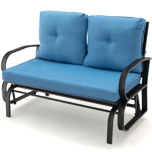 Tangkula 2-Person Outdoor Patio Glider Bench Swing Seat Bench w/ Seat & Back Cushions - 1 of 4