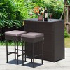 Costway Patio 3PCS Rattan Bar Table Stool Set Cushioned Chairs with  Cover - image 4 of 4