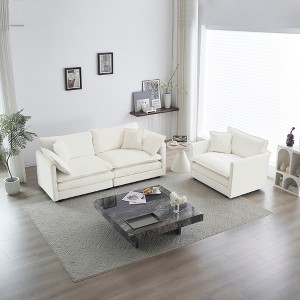 Chenille Upholstered Loveseat and Accent Sofa Set with Flexible Combination for Living Room - 1 of 4