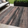 Blue Charcoal And Copper Botanical Leaves Washable Indoor Outdoor Area Rug - 2 of 4