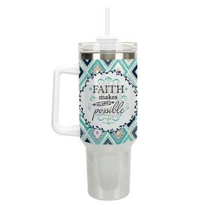 Elanze Designs Faith Makes All Things Possible 40 oz. Stainless Steel, Large Water Bottle Coffee Mug, Spill & Leak Resistant, Thermal Travel Tumbler - 1 of 1