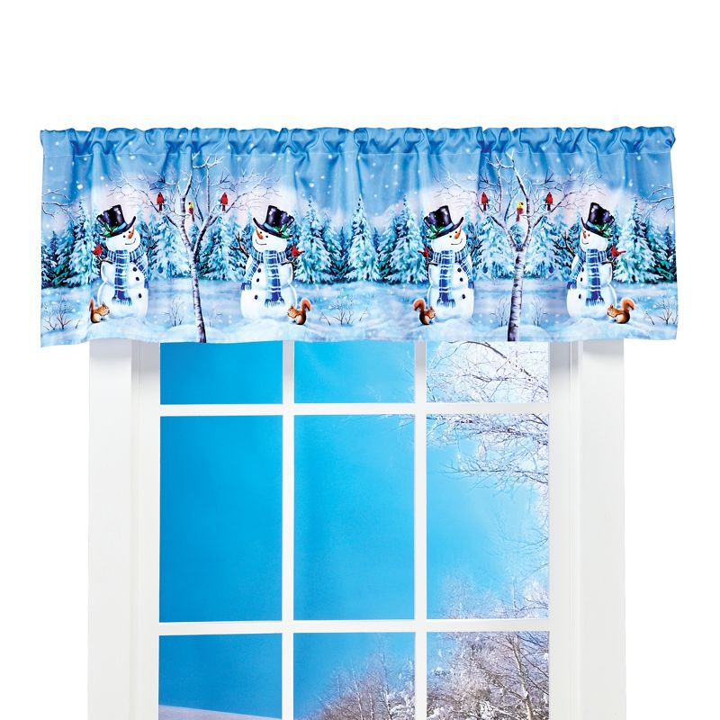 Collections Etc Winter Wonderland Snowman Printed Window Valance, 1 of 4