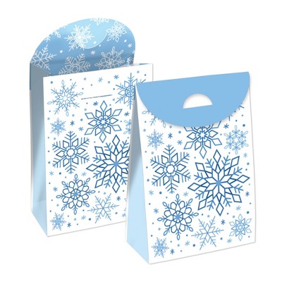 Big Dot Of Happiness Blue Snowflakes - Winter Holiday Party Favor Popcorn  Treat Boxes - Set of 12