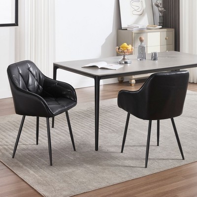 NicBex Modern Half Enclosed Arm Dining Chairs Set of 2 with Thick Upholstered Seat,Stylish Office Chairs,Living Room Side Chairs