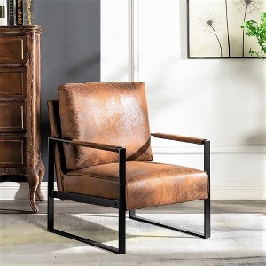NicBex Accent Chair with Durable Square Metal Frame Lounge Chair Modern Armchair Reading Chair Comfy Chair for Living Room, Light Brown - 1 of 4