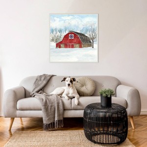 Amanti Art Winter Barn Quilt IV by Tara Reed Framed Canvas Wall Art Print - 1 of 4