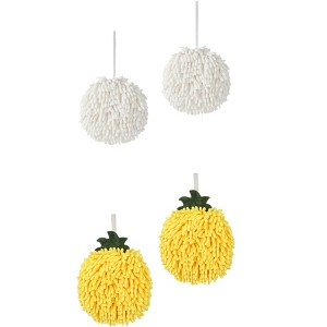 REGALWOVEN Soft Absorbent Fluffy Chenille Ball Bathroom Hand Towels with Wall Hook 4 Pack - 1 of 4