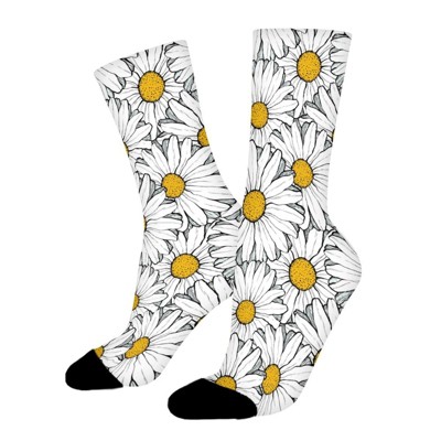 Beautiful Flowers Women Printed Crew Socks Funny Funky Socks Soft Polyester Novelty Gifts for Artists Men