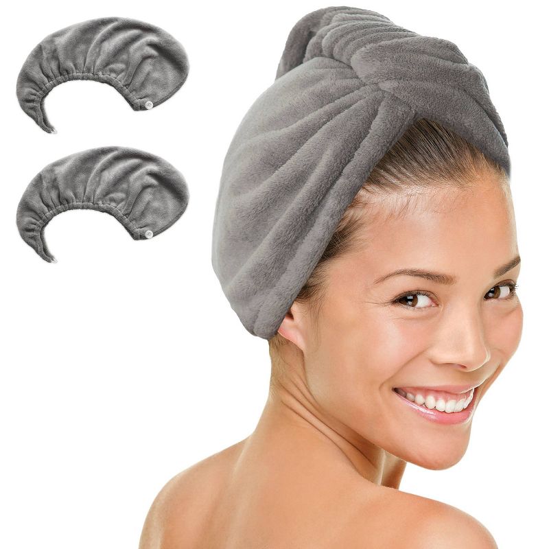 MICRODRY 2pk Ultra Absorbent Quick Drying Hair Towel/Hair Turban, 3 of 4