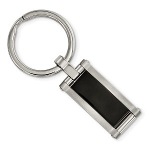 Black Bow Jewelry Stainless Steel & Black Acrylic Rectangle Key Chain - 1 of 3