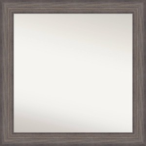 31" x 31" Non-Beveled Country Barn Wood Bathroom Wall Mirror Brown - Amanti Art: Square Frame, Wall Mount, Includes Hardware - 1 of 4