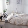100 Jersey Knit Cotton Duvet Cover Set, T - Shirt Feel, Wrinkle - Free, Heathered Oatmeal Beige, Queen - 3 of 4