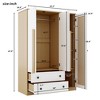 Vynxaria 3-Door Wooden Rattan Wardrobe with 2 Drawers - Stylish Storage for Bedroom in White & Natural Finish - 4 of 4