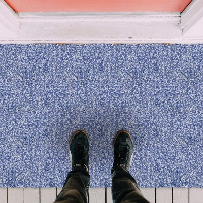 Blue Non-Slip Outdoor Doormat with Highly Absorbent Fibers