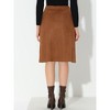 INSPIRE CHIC Women's High Waist Faux Suede Knee Length A-Line Skirts - 3 of 4