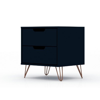 Rockefeller Mid-Century Modern Tatiana Midnight Blue 2-Drawer Nightstand