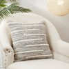 Saro Lifestyle Luxe Wool Stripe Down Filled Throw Pillow, Gray, 20"x20" - 3 of 3