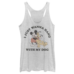 Women's Mickey & Friends I Just Wanna Hang With My Dog Pluto Racerback Tank Top - 1 of 4