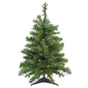 Northlight Pre-Lit Medium Canadian Pine Artificial Christmas Tree - 2' - Multi Lights - 1 of 4