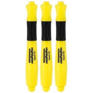 Enday Yellow Desk Style Fluorescent Highlighters With Cushion Grip, 3 Pack - 1 of 4