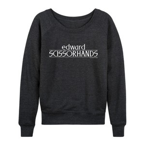 Women's - Edward Scissorhands - Edward Scissorhands Logo Lightweight French Terry Wide Neck Long Sleeve Graphic Shirt - 1 of 4