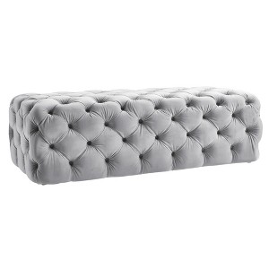 Kaylee 49" Velvet Ottoman Grey 49.2"W x 21.3"D x 15.5"H - 1 of 4