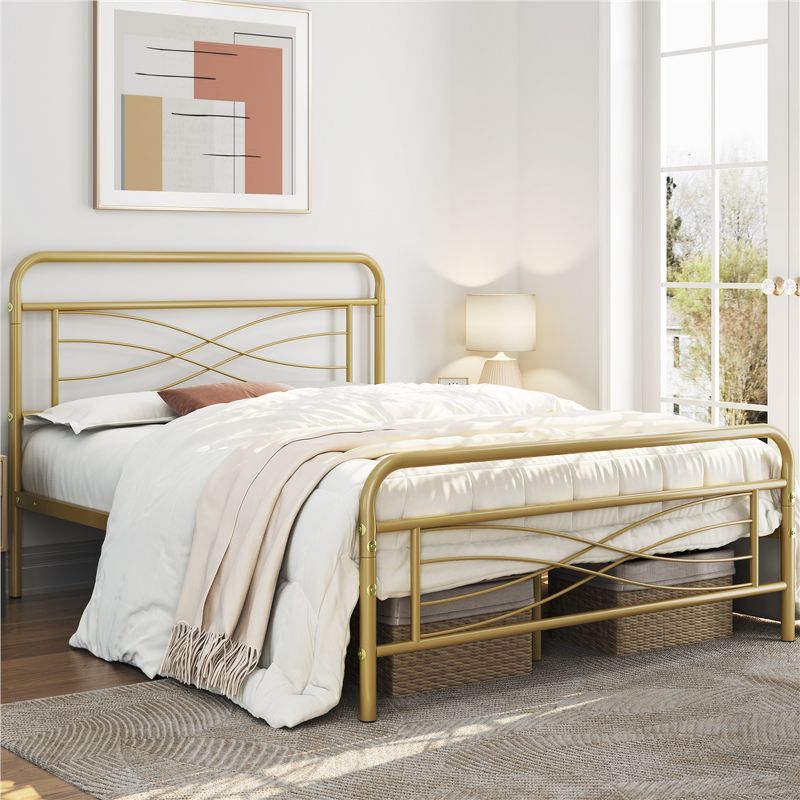 Yaheetech Vintage Metal Bed Frame with headboard, 3 of 12