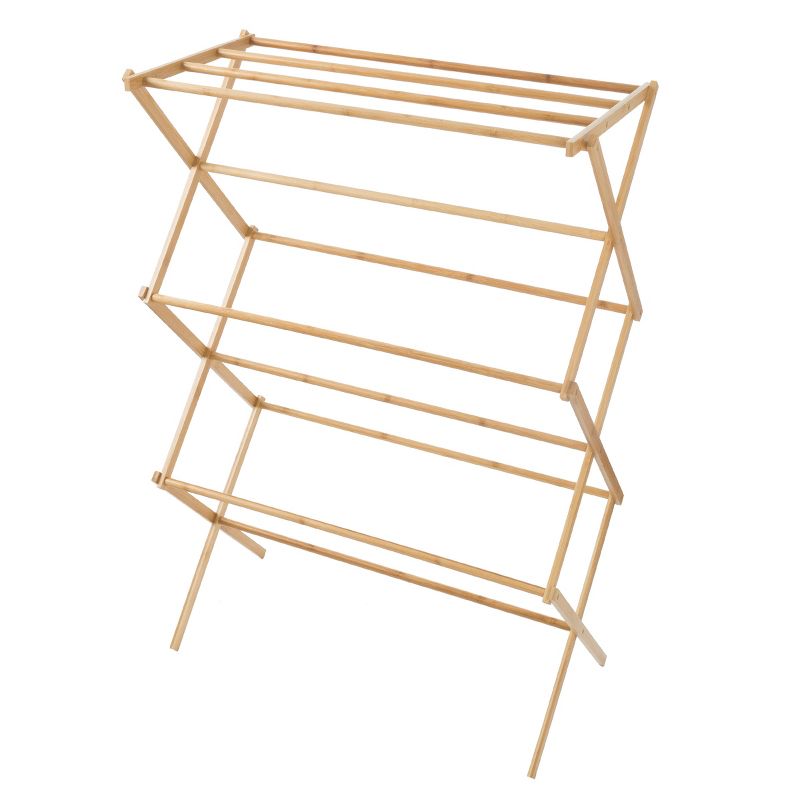 Bamboo Clothes Drying Rack - Collapsible and Compact for Indoor/Outdoor Use - Portable Wooden Rack for Hanging and Air-Drying Laundry by Lavish Home, 4 of 8