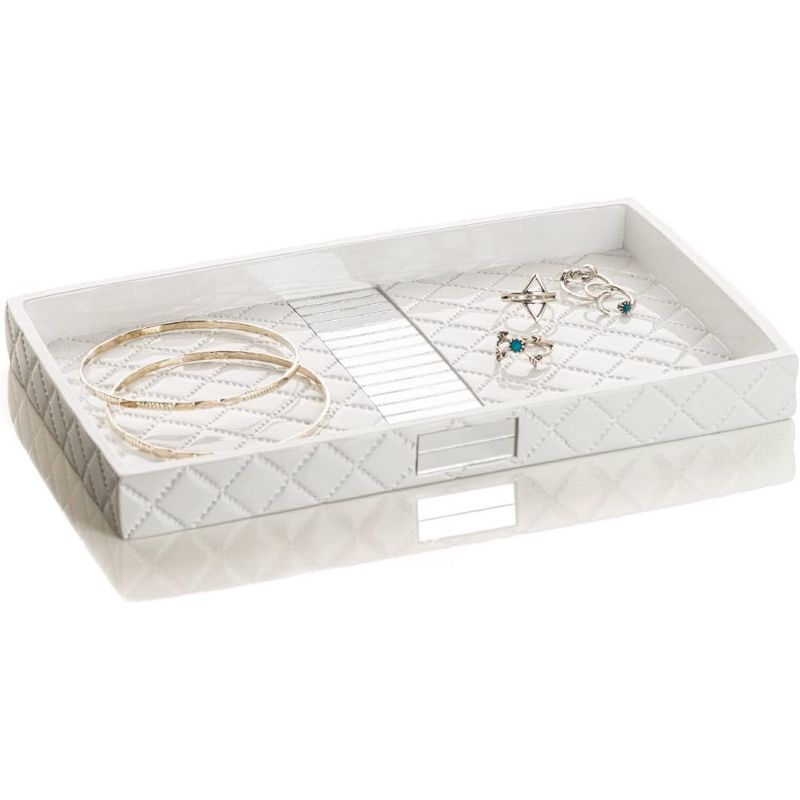Creative Scents Quilted Mirror White Vanity Tray, 3 of 5