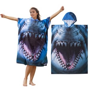 Tirrinia Hooded Microfiber Beach Towels for Womens Mens Teens, Surf Cape Changing Towel Robe, Oversized Quick-Dry Beach Towel, Gift Ideas for Moms - 1 of 4