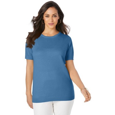 Jessica London Women's Plus Size Fine Gauge Crewneck Shell