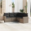 vidaXL Patio Sofa Set with Cushions Outdoor Furniture 5 Piece Poly Rattan - Gray Without Table - 2 of 4