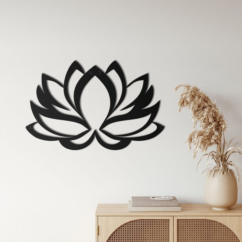 Sussexhome Lotus Flower Metal Wall Decor for Home and Outside - Wall-Mounted Geometric Wall Art Decor - Drop Shadow 3D Effect, 1 of 4
