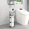 MaseiKar Standing Toilet Paper Holder with Storage，Floor Toilet Tissue Paper Holder Stand，Bathroom Organizer - 2 of 4