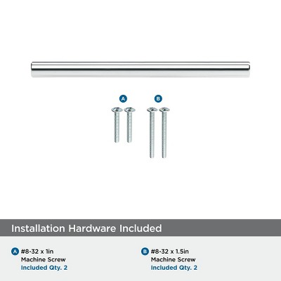 Polished Chrome Modern Bar Cabinet Pull with Mounting Hardware