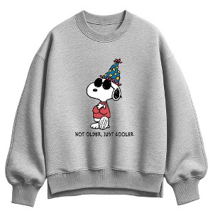 Women's Peanuts Not Older Just Cooler Oversized Fleece Crew