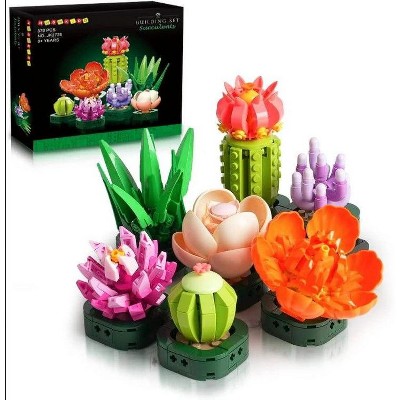 Hogokids Succulent Plants Building Set, Unique Mother Day Botanicals with Pots, DIY Flower Decor for Home and Office (570PCS)