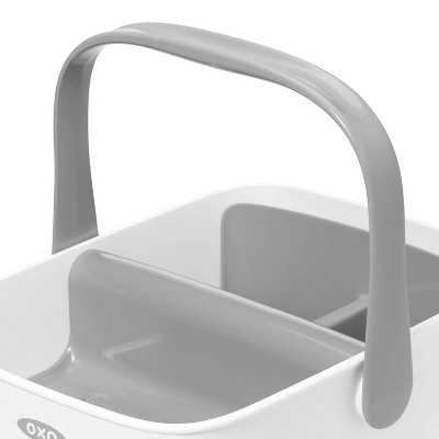 Gray and White Portable Diaper Caddy with Changing Mat